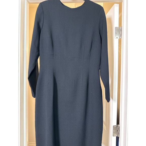 Lands' End Black Wool Sheath Dress Women's 10 Tall, USA,Long Sleeve. minimalist. - Picture 9 of 9